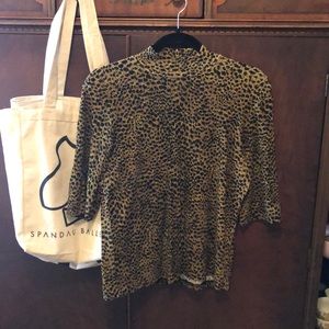 90s leopard mockneck tee